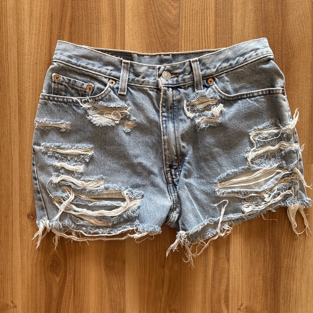 VTG Levis 512 High Rise Denim Cutoff Shorts 90s Mexico Distressed Y2K Jorts 31